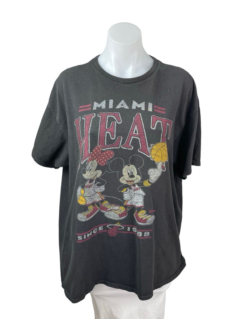 Disney x Junk Food HEAT Mickey and Minnie Womens Black T Shirt Tee Top Size L